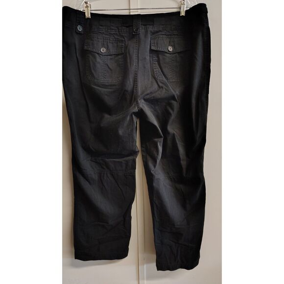 Venezia Women's Size 20 Black Drawstring Khaki Pants With Button Pockets - Picture 2 of 6
